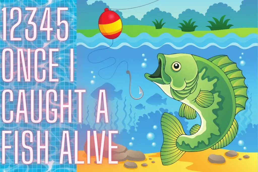 One Two Three Four Five Once I Caught a Fish Alive Colored Nursery Rhyme  Poster