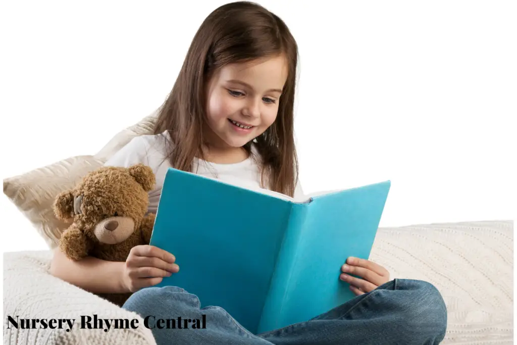 child happilly reading a book