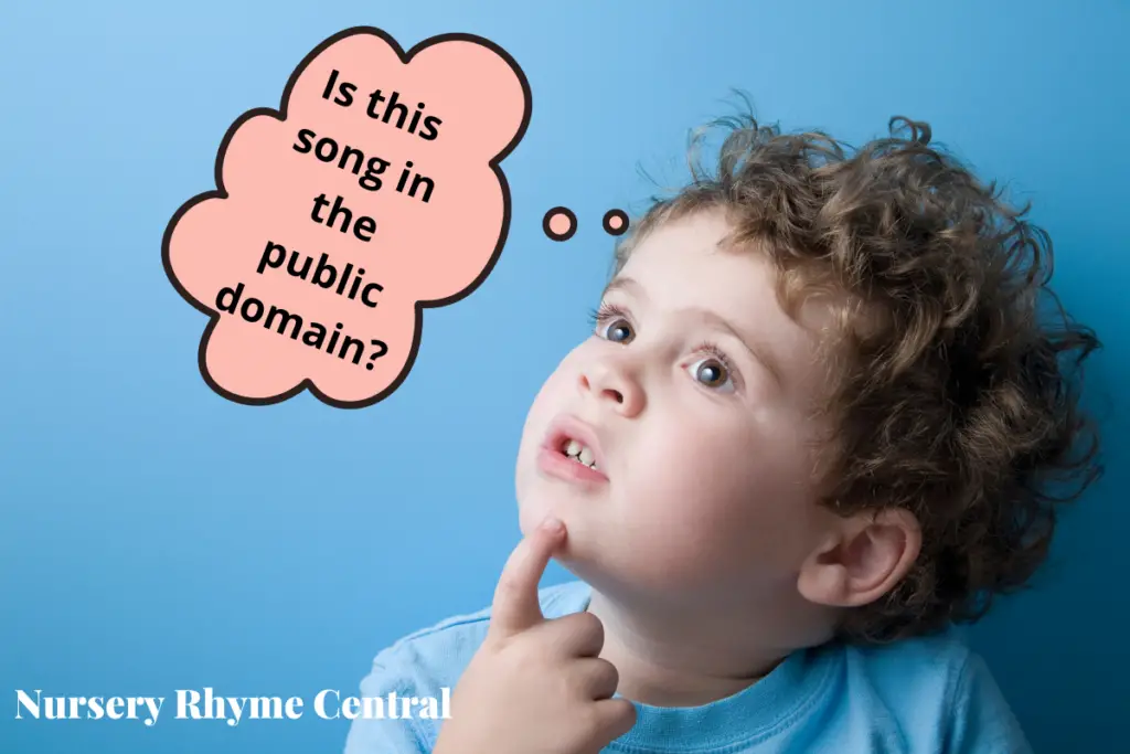 picture of a child and a thought bubble with the words: is this a public-domain song?
