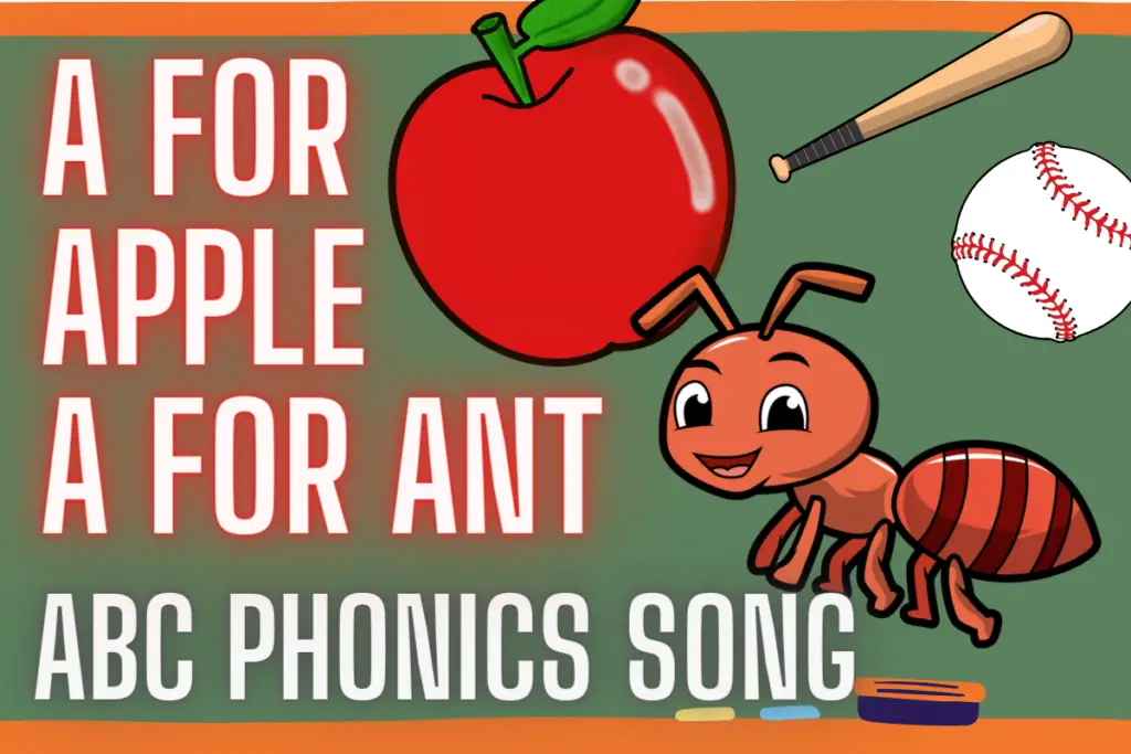 A For Apple, A For Ant (Two Word ABC Phonics Song) Nursery Rhyme Lyrics ...