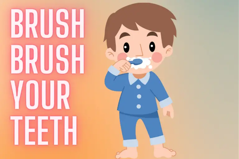 animated picture of a boy in pyjamas brushing his teeth
