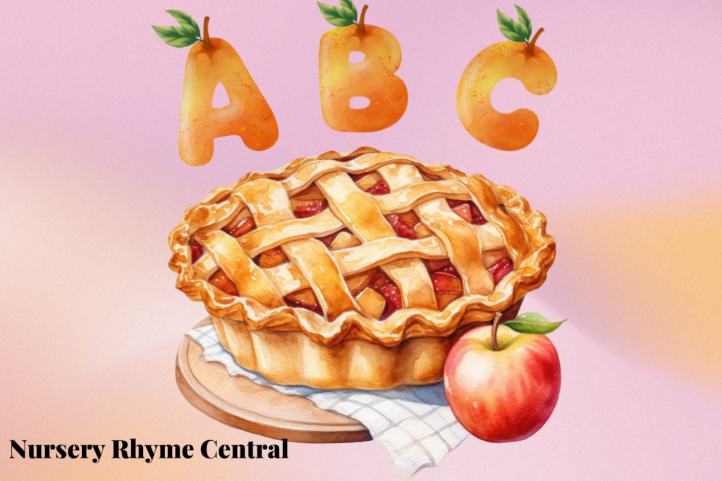 Animation picture of an apple pie and the ABC letters