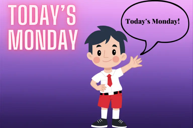 animation picture of a boy waving and saying Today's Monday!